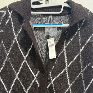Anthropologie Brown Argyle Cardigan